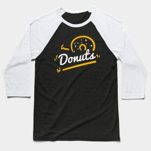 Donuts Sign Typography White and Light Brown Baseball T-Shirt